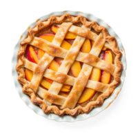 a peach pie with lattice on a transparent background png