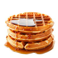 waffles with syrup on top of them on a transparent background png