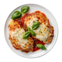 chicken parmesan bake with basil png