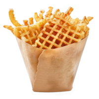 waffle fries in a paper bag on a white background png
