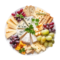 cheese platter with grapes, crackers, and cheese isolate on white background png