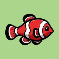 fun cartoon character of clown fish isolated colored drawing line art style design illustration vector
