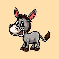 fun cartoon character of donkey isolated colored drawing line art style design illustration vector