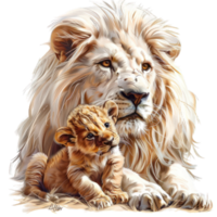Lion with its cub transparent background png