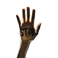 STOP written on man's hand transparent background png