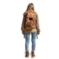 backside image of a girl wearing shoulder bag transparent background png