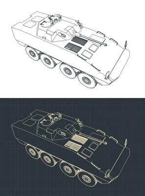 Infantry fighting vehicle blueprints illustrations