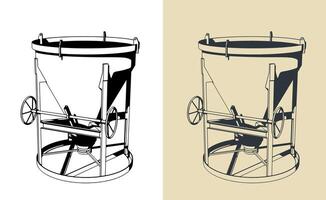 Conical concrete bucket illustrations vector