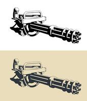 Machine gun stylized illustrations vector
