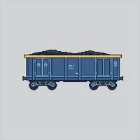 Pixel art illustration Coal Carriage. Pixelated Coal Cargo Wagon. Coal Train Carriage Wagon Cargo icon pixelated for the pixel art game and icon for website and game. old school retro. vector