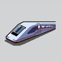 Pixel art illustration Modern Train Train. Pixelated High Speed Train. High Speed Fast Modern Train icon pixelated for the pixel game and icon for website and game. old school retro. vector