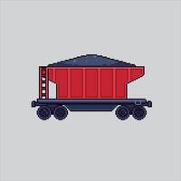 Pixel illustration Coal Carriage. Pixelated Coal Cargo Wagon. Coal Train Carriage Wagon Cargo icon pixelated for the pixel art game and icon for website and game. old school retro. vector