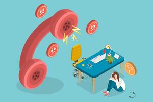 3D Isometric Flat Conceptual Illustration of Client Complaint vector