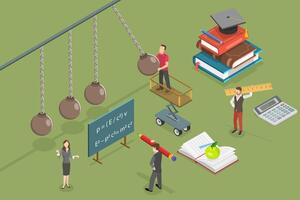3D Isometric Flat Conceptual Illustration of Linear Momentum vector
