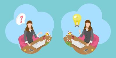 3D Isometric Flat Conceptual Illustration of Question And Answer vector