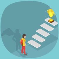 3D Isometric Flat Conceptual Illustration of Confident Child vector
