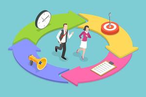3D Isometric Flat Conceptual Illustration of Continuous Performance Management vector
