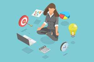 3D Isometric Flat Conceptual Illustration of Experienced Business Manager vector