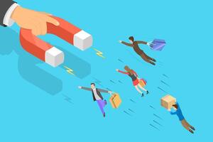 3D Isometric Flat Conceptual Illustration of Customer Attraction vector