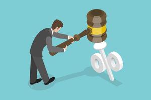 3D Isometric Flat Conceptual Illustration of Low Interest Rate vector