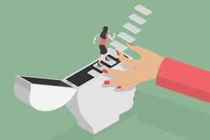 3D Isometric Flat Conceptual Illustration of Self-Motivation vector