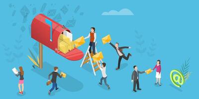 3D Isometric Flat Conceptual Illustration of Mail Service vector