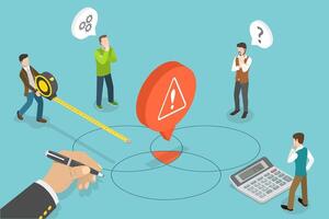 3D Isometric Flat Conceptual Illustration of Risk Evaluation vector