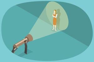 3D Isometric Flat Conceptual Illustration of Searching For Right Candidate vector