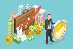 3D Isometric Flat Conceptual Illustration of Asset Protect vector