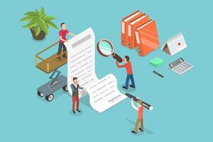 3D Isometric Flat Conceptual Illustration of Inspection Of Documents vector