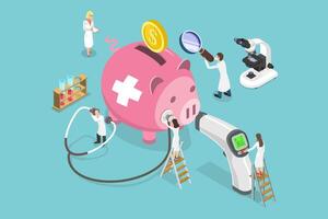 3D Isometric Flat Conceptual Illustration of Health Saving Account vector