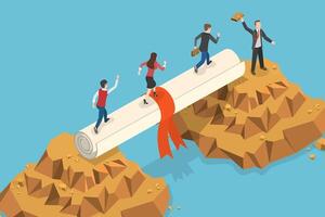 3D Isometric Flat Conceptual Illustration of Employee Skills Gap vector