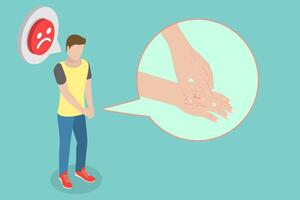 3D Isometric Flat Conceptual Illustration of Atopic Dermatitis vector