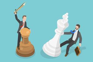 3D Isometric Flat Conceptual Illustration of Small Vs Large Business vector