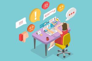 3D Isometric Flat Conceptual Illustration of Cyberbullying vector