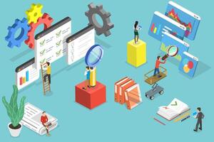 3D Isometric Flat Conceptual Illustration of Requirements Analysis vector