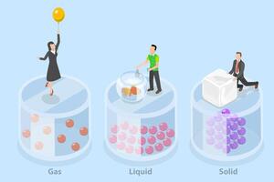3D Isometric Flat Conceptual Illustration of State Of Matter vector