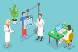 3D Isometric Flat Conceptual Illustration of Chest X-ray vector