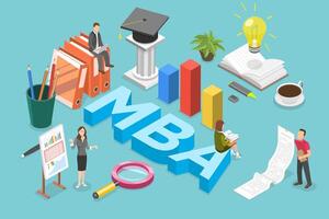 3D Isometric Flat Conceptual Illustration of MBA - Master Of Business Administration vector