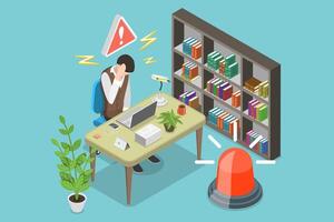 3D Isometric Flat Conceptual Illustration of Failure At Work vector