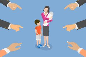 3D Isometric Flat Conceptual Illustration of Single Mom vector