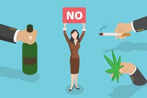3D Isometric Flat Conceptual Illustration of Bad Habits Refusal vector