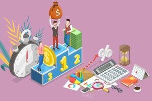 3D Isometric Flat Conceptual Illustration of CLV - Customer Lifetime Value vector