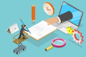 3D Isometric Flat Conceptual Illustration of Application Submission vector