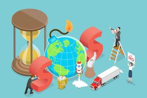 3D Isometric Flat Conceptual Illustration of Climate Clock vector