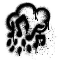 Graffiti music symbol icon Sprayed with spray paint with cloud image isolated on white background vector
