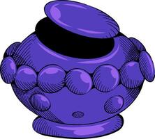 A stylized purple jar with a lid, adorned with a row of circular embellishments. vector