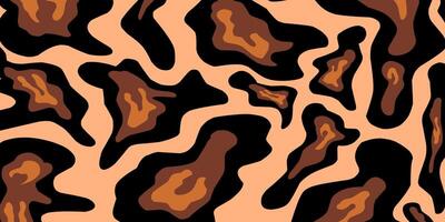 A seamless pattern of abstract leopard spots in shades of orange, brown, and black. vector