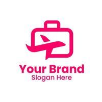Abstract Airplane Logo With Suitcase Element vector