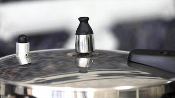Pressure cooker with the valve rotating and original ambient sound. video